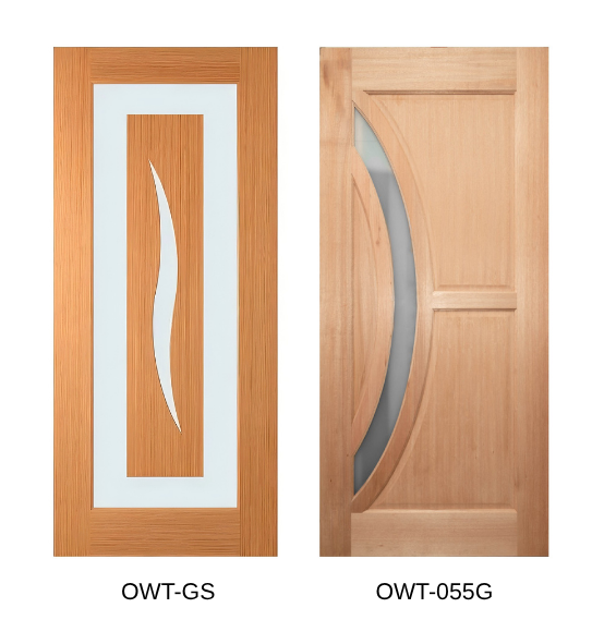13 Entrance - Classic Curve Design Glazed Solid Engineered Timber Door With Maple Veneer
